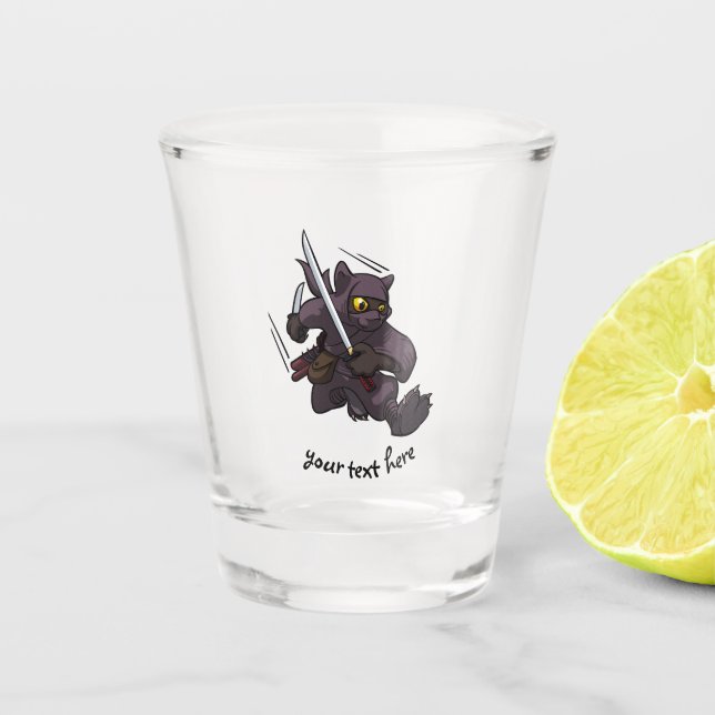 Verre A Shot Cat noir Ninja Katana épées Flying Kick (Devant)