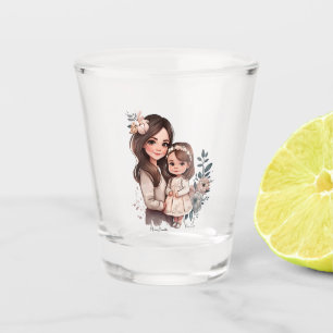 Verre A Shot Caution adorable mère et fille (3)
