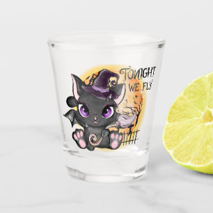 Verre A Shot Ce soir, nous volons - Chat Sorcière Noire