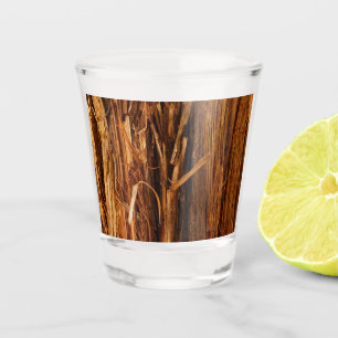 Verre A Shot Cèdre texturé en écorce de bois