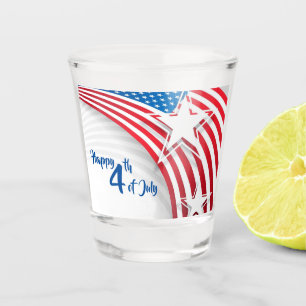 Verre A Shot Célébration artistique étoilée et rayée patriotiqu