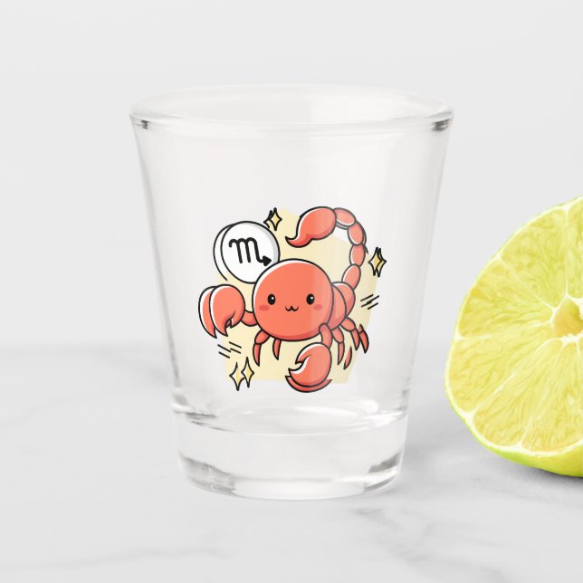 Verre A Shot Celestial Scorpio Zodiac Chibi Line Art Gift (Devant)