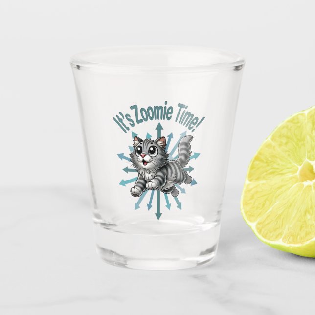 Verre A Shot C'est Zoomie Time Grey Tabby Cat (Devant)
