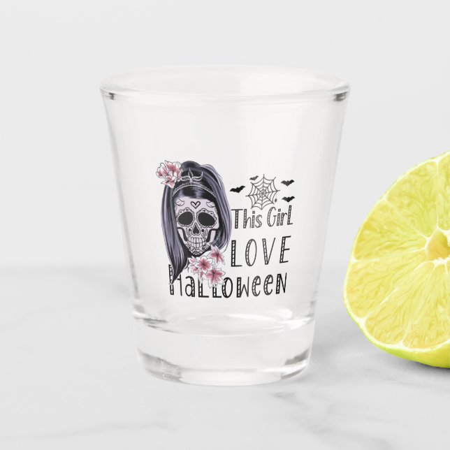 Verre A Shot Cette fille aime Halloween (Devant)