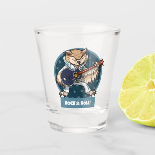 Verre A Shot Chanteur de dessin animé Cute Owl Rock & Roll avec