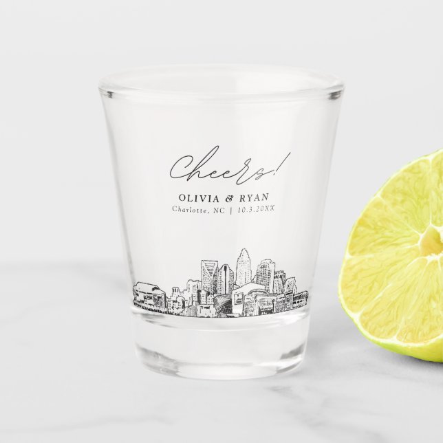 Verre A Shot Charlotte Wedding Favor Personnalisé Cheers (Devant)