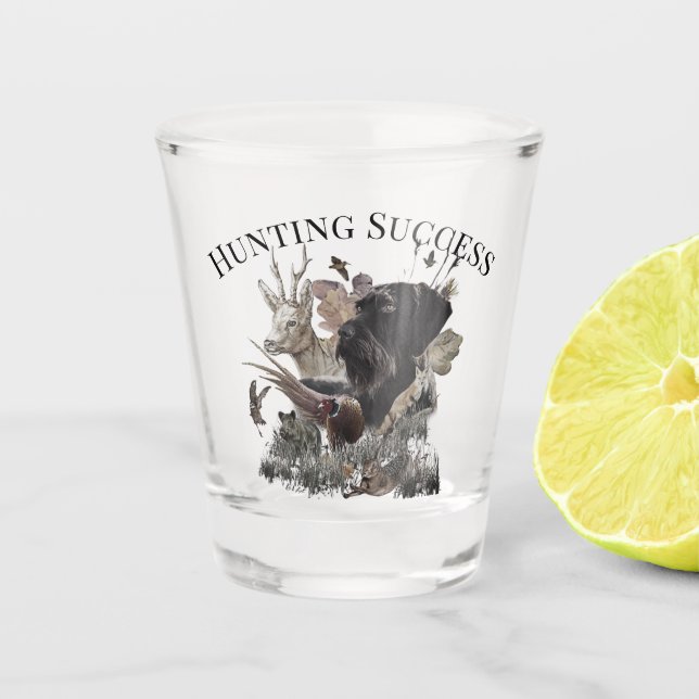 Verre A Shot Chasse réussie, Deutsch Drahthaar (Devant)
