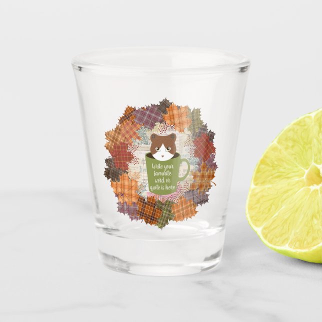 Verre A Shot Chat Automne Chat Acrylique Mur Art (Devant)