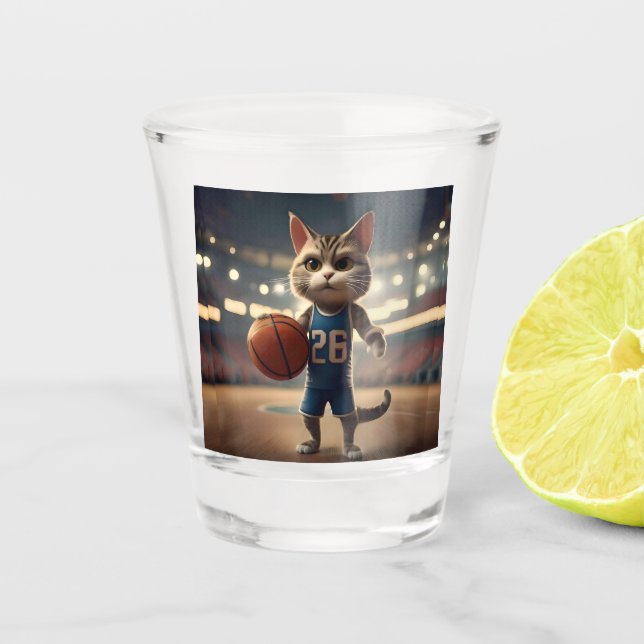 Verre A Shot Chat de basket-ball, (Devant)