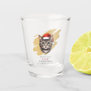 Verre A Shot Chat de Noël mignon moderne avec chapeau de Père N