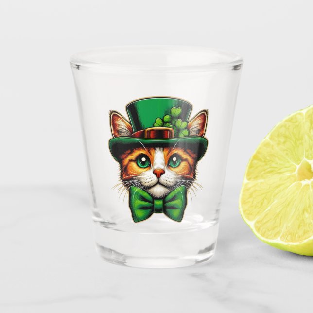 Verre A Shot Chat mignon/chaton Saint Patrick's Day (Devant)