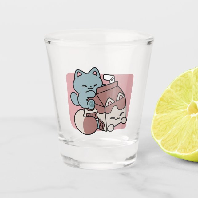 Verre A Shot Chat Mignon Lait Chocolat – Boisson Confortable &  (Devant)
