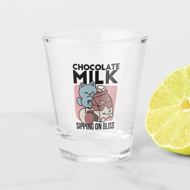 Verre A Shot Chat Mignon Lait Chocolat – Boisson Confortable et (Devant)