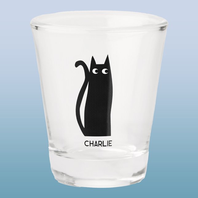 Verre A Shot Chat noir personnalisé (Cat personalized shot glass)