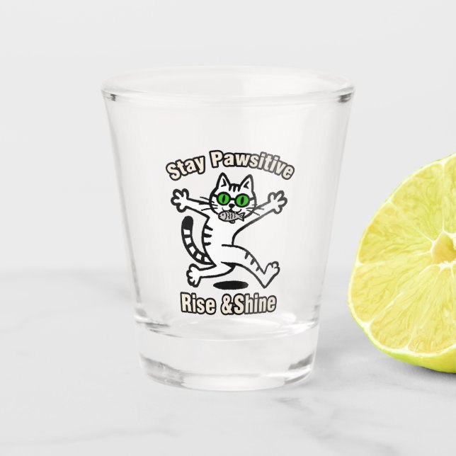 Verre A Shot Chat Restez Positif (Devant)