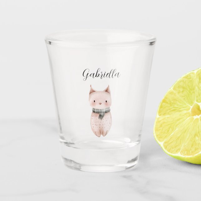 Verre A Shot Chat rose (Devant)