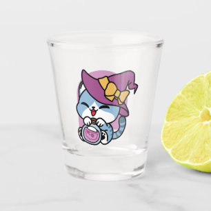 Verre A Shot Chat Tabby Halloween – Chapeau de Sorcière & Art d