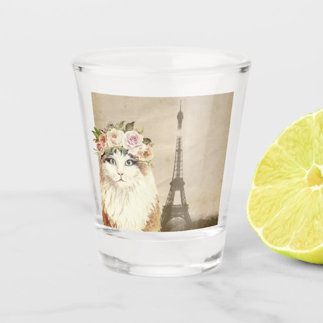 Verre A Shot Chat & Tour Eiffel (Devant)