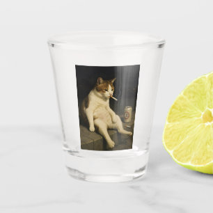 Verre A Shot Chaton Cigarette Drôle Chat Qui Fume Mème Générati