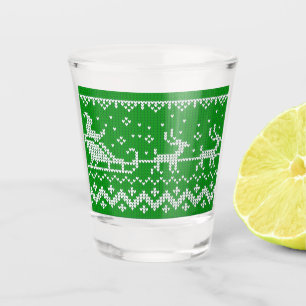 Verre A Shot Chaudron moche Le Père Noël traîne et rennes