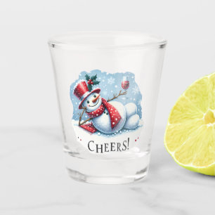 Verre A Shot Cheers Snowman Boire du vin