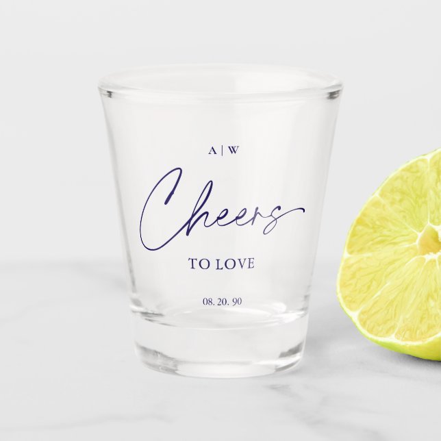 Verre A Shot Cheers to Love – Elegant Wedding Shot Glass (Devant)