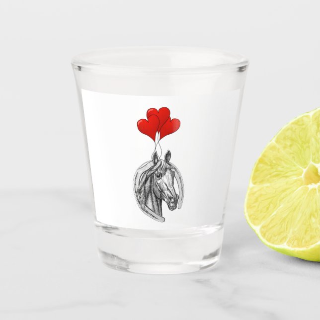 Verre A Shot Cheval et Coeurs (Devant)