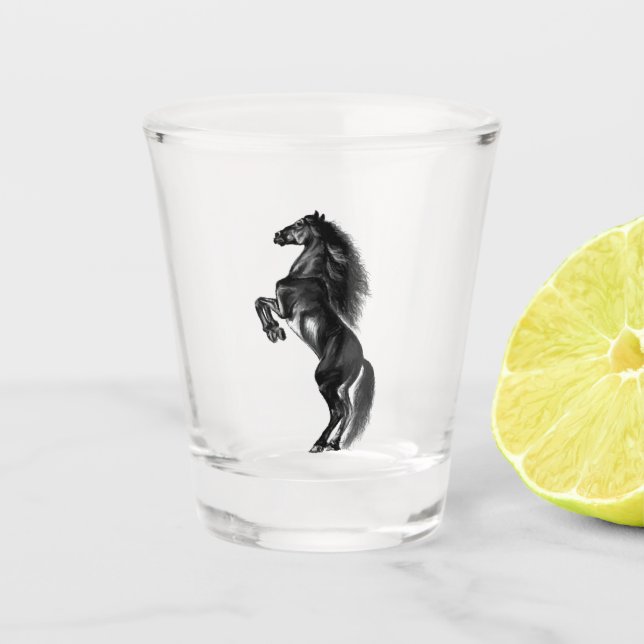 Verre A Shot Cheval sauvage noir dressé - Dessin (Devant)