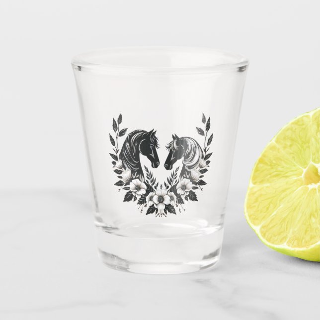 Verre A Shot Chevaux-mariages campagnards aux fleurs (Devant)