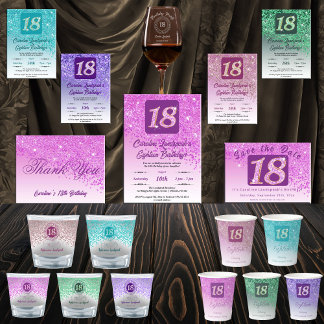 Verre A Shot Chic Argent & Parties scintillant rose 18e anniver
