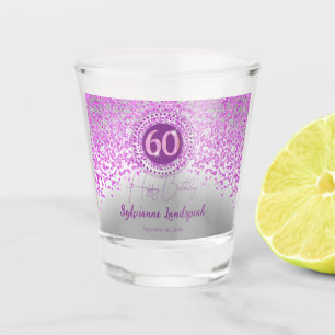Verre A Shot Chic Argent & Parties scintillant rose 60e anniver