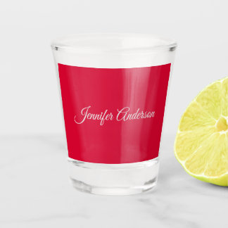 Verre A Shot Chic Calligraphie Élégant Cerisier Rouge Personnal