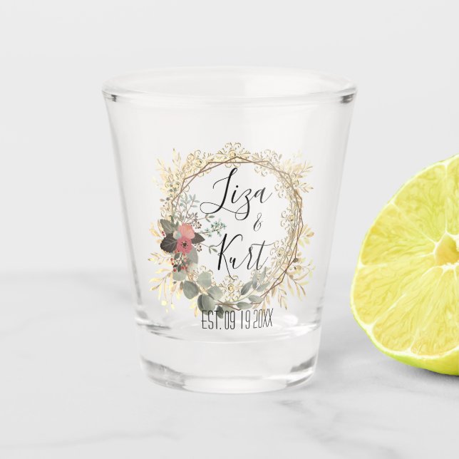 Verre A Shot Chic Elegant Mariage de couronne florale (Devant)