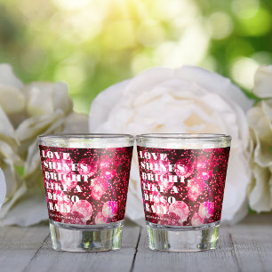 Verre A Shot Chic rose rétro boules Disco Mariage nouvellement 