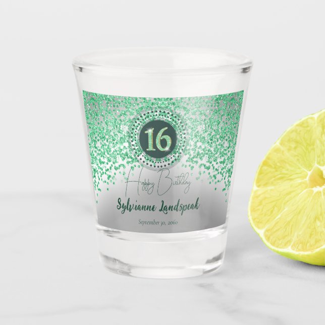 Verre A Shot Chic Silver & Parties scintillant verte 16e cadeau (Devant)