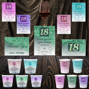 Verre A Shot Chic Silver & Parties scintillant verte 18e annive