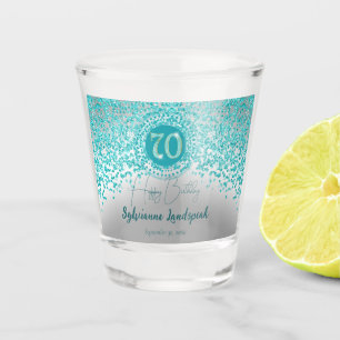 Verre A Shot Chic Silver & Turquoise Blue Parties scintillant 7