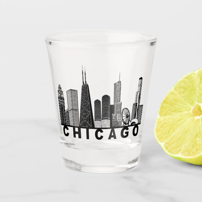 Verre A Shot Chicago Skyline Silhouette  (Devant)
