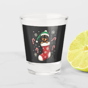 Verre A Shot Chien beagle portant le chapeau du Père Noël Amate