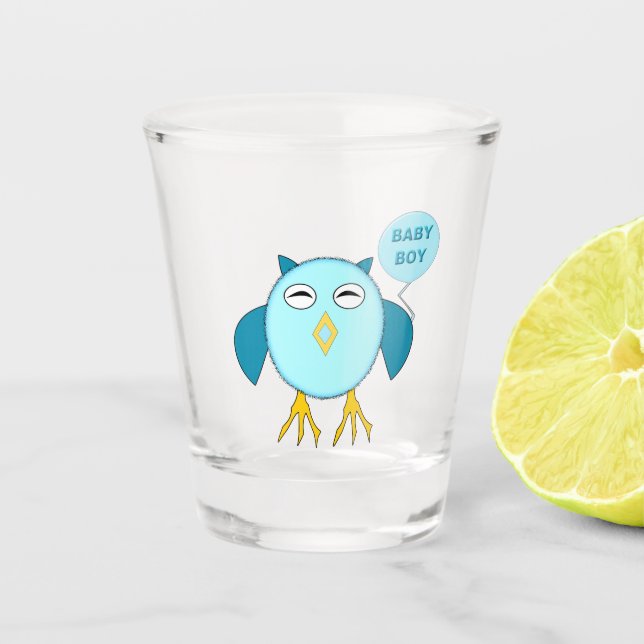 Verre A Shot Chouette Bébé Bleu Cute (Devant)