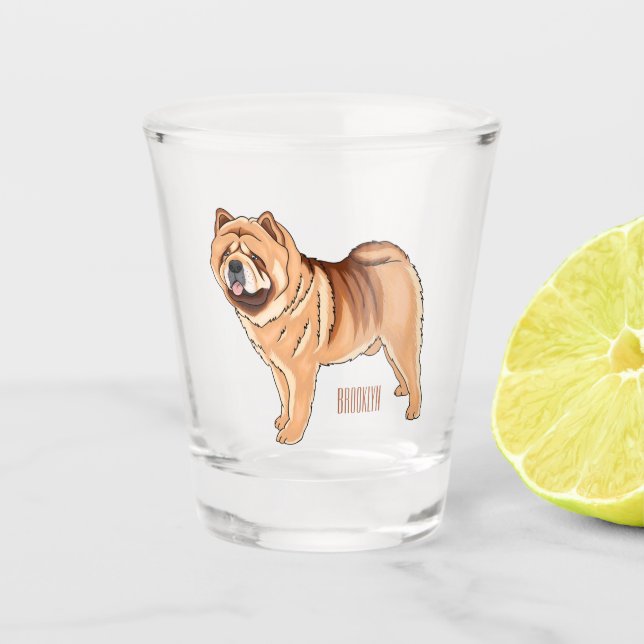 Verre A Shot Chow Chow dog cartoon (Devant)