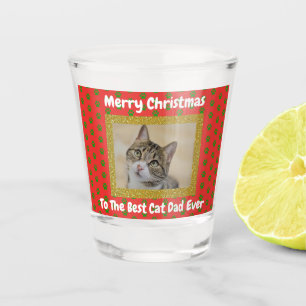 Verre A Shot Christmas Best Chat Papa Ever Photo pour animaux
