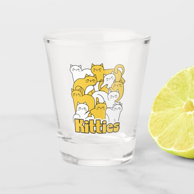 Verre A Shot Chubby Kitties Design - Cat Art adorable (Devant)