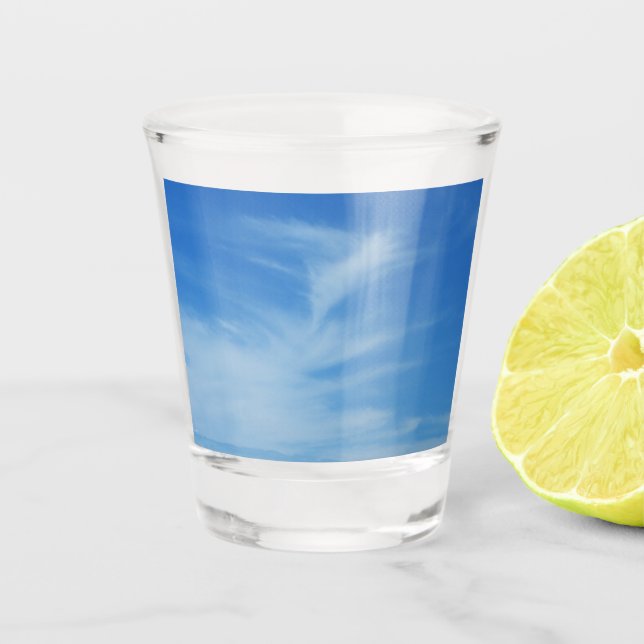 Verre A Shot Ciel bleu avec nuages blancs Abstrait Nature Photo (Devant)