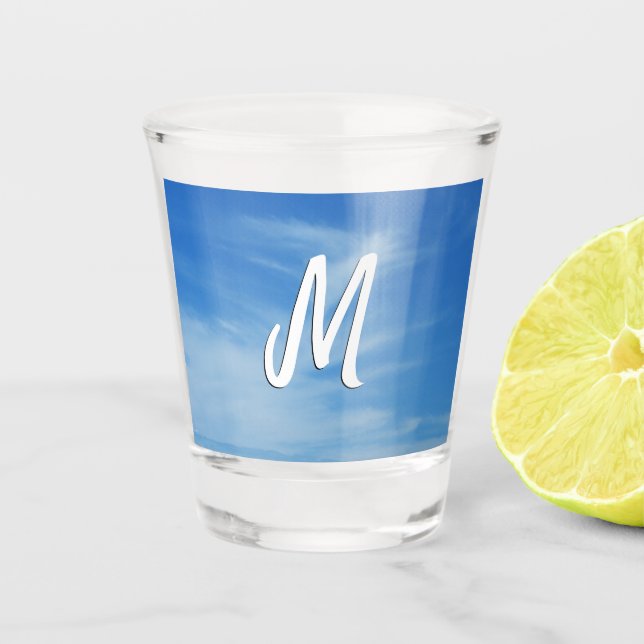 Verre A Shot Ciel bleu avec nuages blancs Abstrait Nature Photo (Devant)