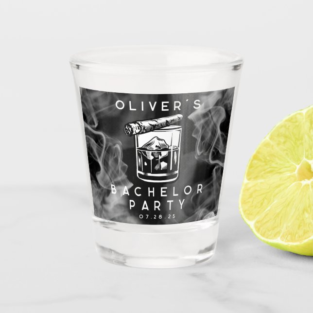 Verre A Shot Cigares modernes de la fête de bachelor et Whiskey (Devant)