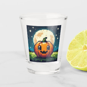 Verre A Shot citrouille Halloween 8 bits sous la lune