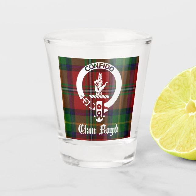 Verre A Shot Clan Boyd Crest Badge & Tartan (Devant)