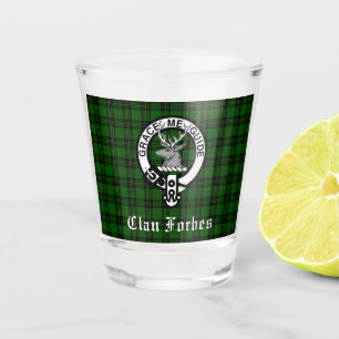 Verre A Shot Clan Forbes Tartan et Insigne de crête