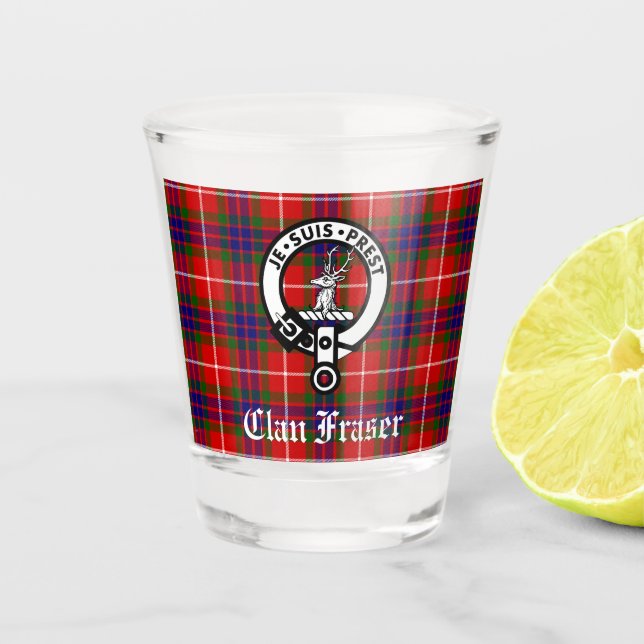 Verre A Shot Clan Fraser Crest Badge et Tartan (Devant)